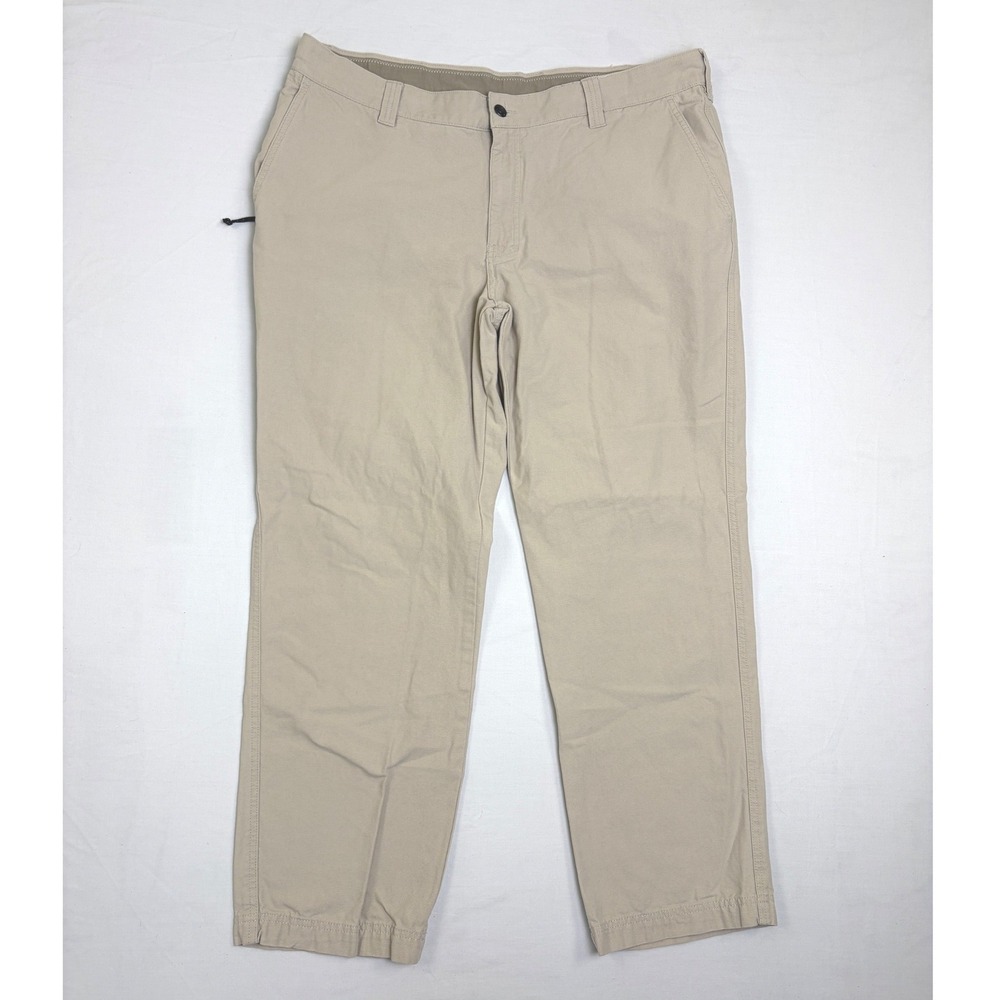 Columbia Roc II Pants Mens 40x30 Tan Khaki Cotton Canvas Straight Leg Zip Pocket